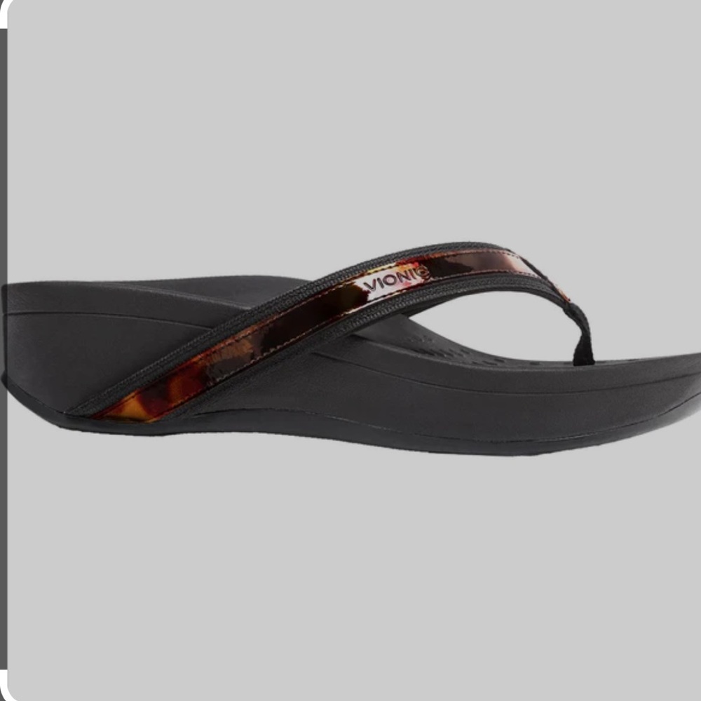 NEW INBOX WOMEN LADIES VIONIC HIGHTIDE BLACK TORTOISE FLIP-FLOP SANDALS SIZE 10
